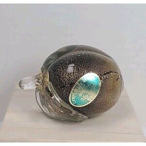 Rare Vintage Murano Campanella Glass Gold Fleck Peach Paperweight